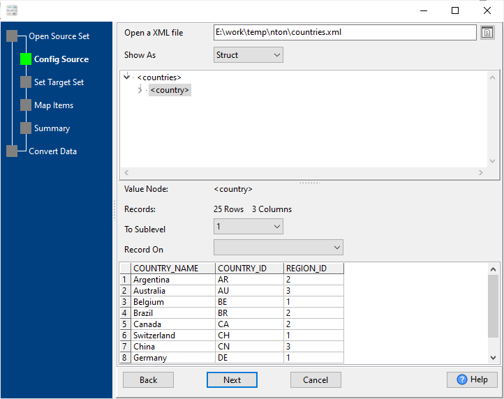 batch create  JSON files from XML files- config XML file