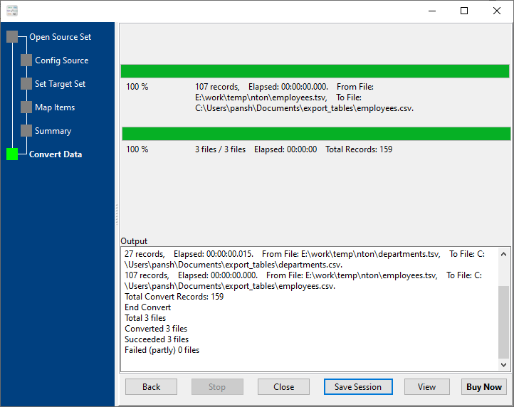 batch convert TSV files to CSV files - convert files