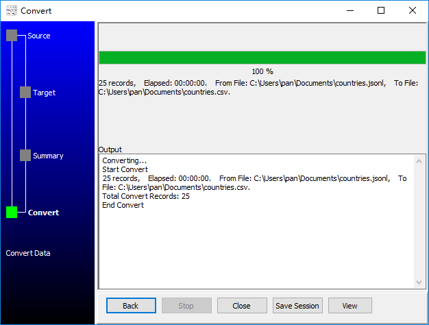 convert JSON Lines to Csv file - convert to Csv file