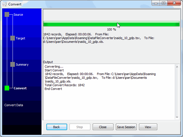 convert online TSV file to EXCEL file - convert to EXCEL file