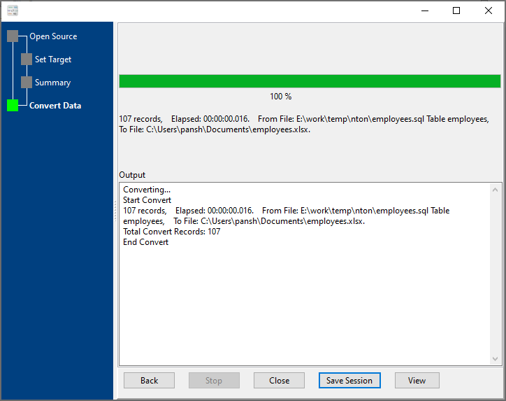 convert SQL file to Excel file - convert file