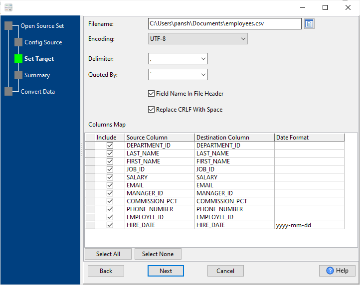 Merge multiple TSV files into one CSV file - config CSV files