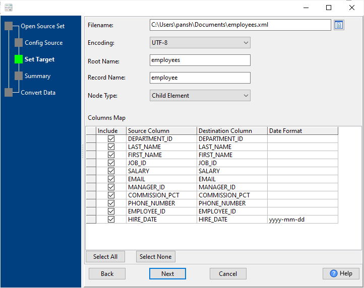 Merge multiple Excel files into one XML file - config XML files