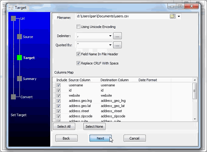 convert JSON from open RESTful API to Csv file - config Csv file