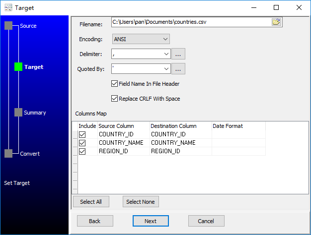 convert JSON Lines to Csv file - config Csv file