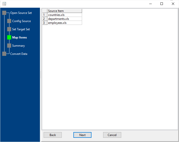 batch convert Excel files to JSON files - list Excel files