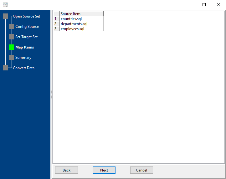 batch convert SQL files to JSON files - list SQL files