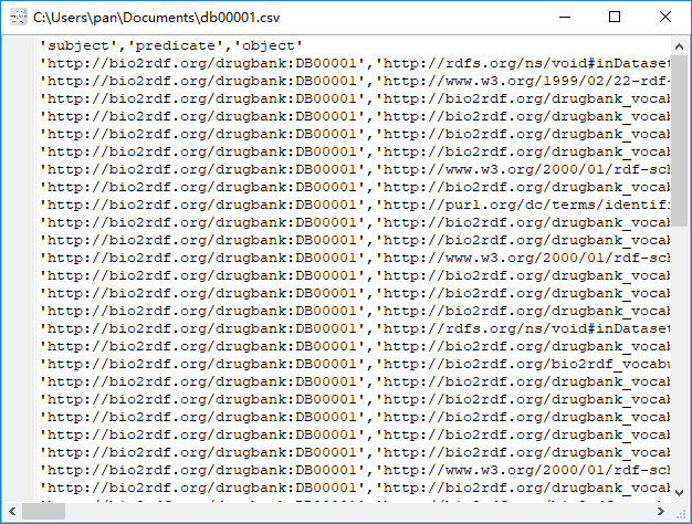 convert RDF N-Triples file to Csv file - view  Csv file