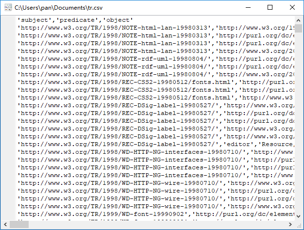 convert XML format RDF file to Csv file - view  Csv file