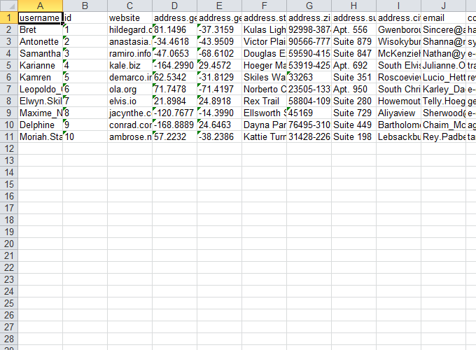 convert JSON from open RESTful API to Excel file - view  Excel file