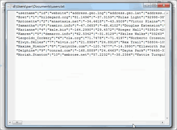 convert JSON from open RESTful API to Excel file - view  Txt file