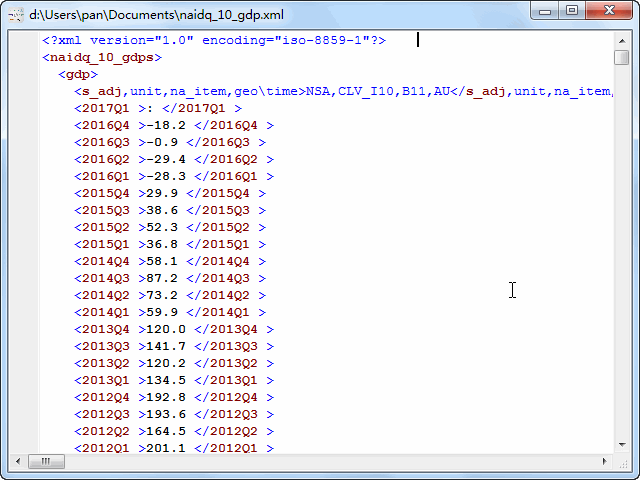 convert cloud TSV file to XML file - view XML file