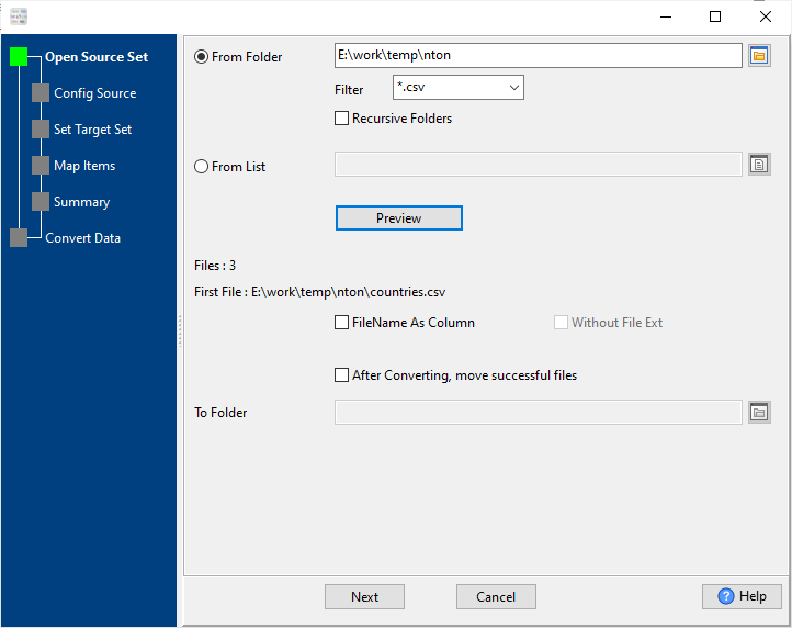 batch create  Excel files from CSV files- select CSV file folder