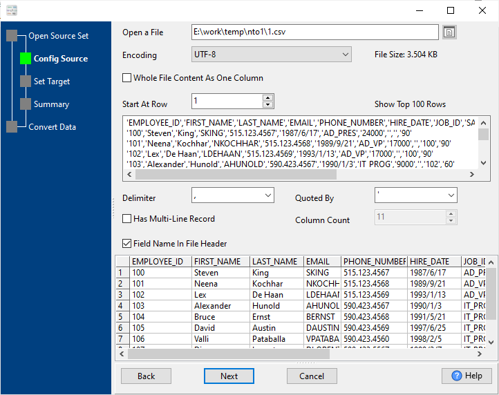 Generate a Excel file by multiple CSV files - config first source CSV file