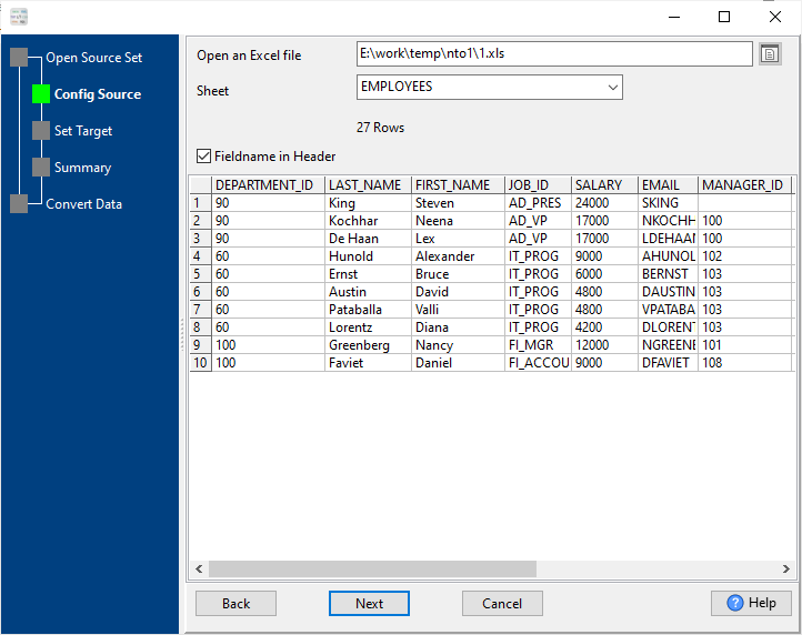 Generate a TSV file by multiple Excel files - config first source Excel file