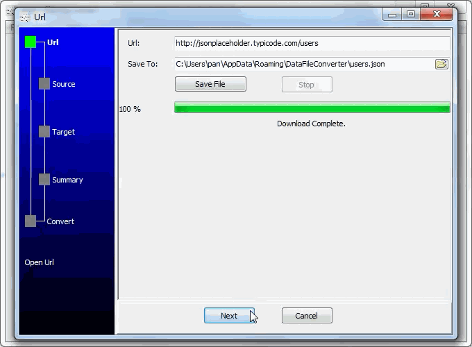 convert JSON from open RESTful API to Excel file - download from RESTful API URL to JSON file