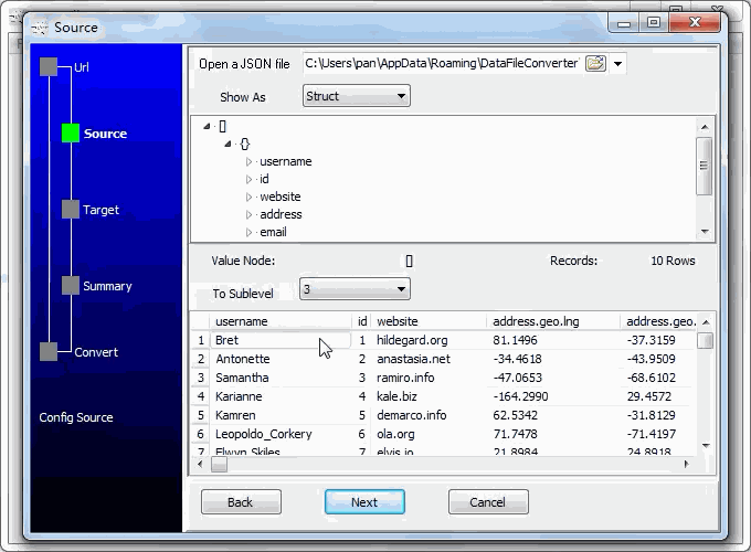 convert JSON from open RESTful API to Tsv file - open saved JSON file