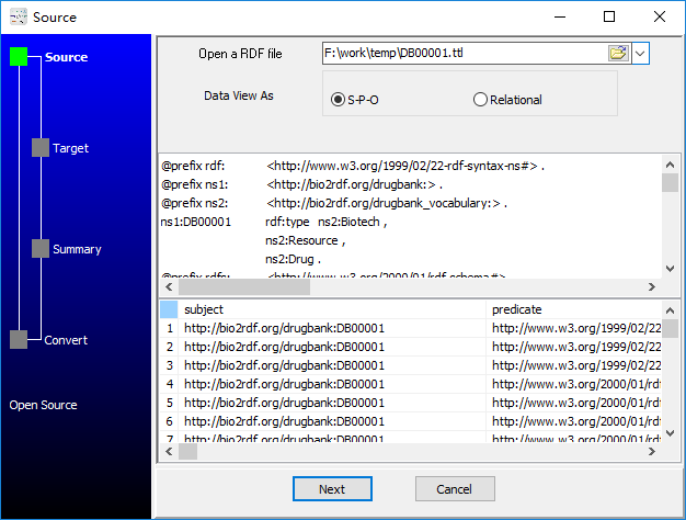 convert RDF Turtle file to Excel file - open RDF Turtle file