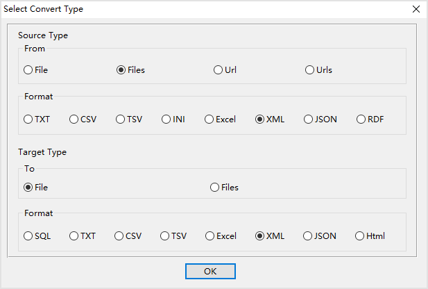 Merge multiple XML files into one - select type