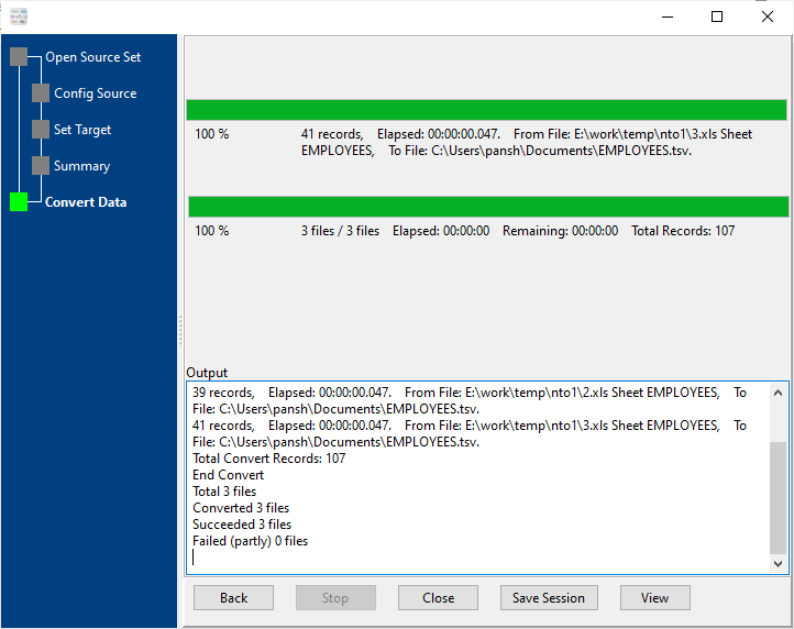 Merge multiple Excel files into one TSV file - convert files