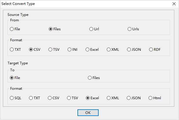 Combine multiple CSV files into one Excel file - select type