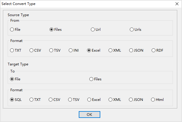 Combine multiple Excel files into one SQL file - select type