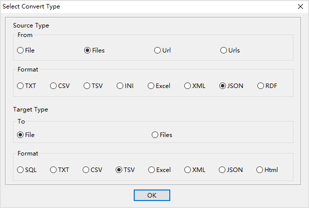 Combine multiple JSON files into one TSV file - select type