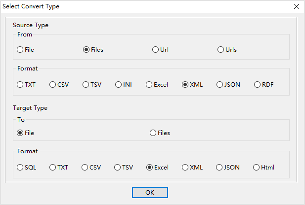 Combine multiple XML files into one Excel file - select type