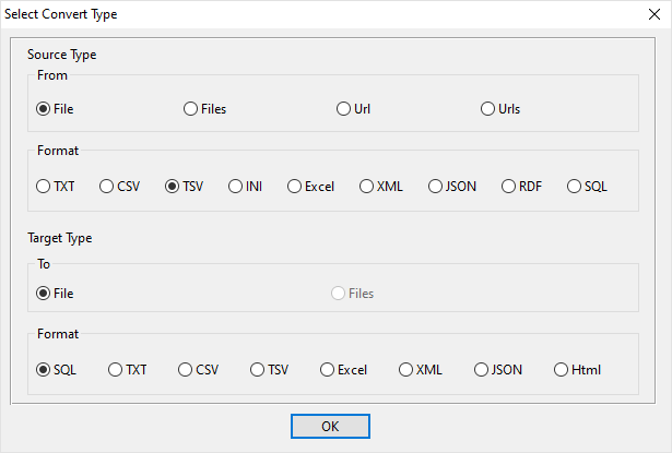 create SQL file by TSV file - select type