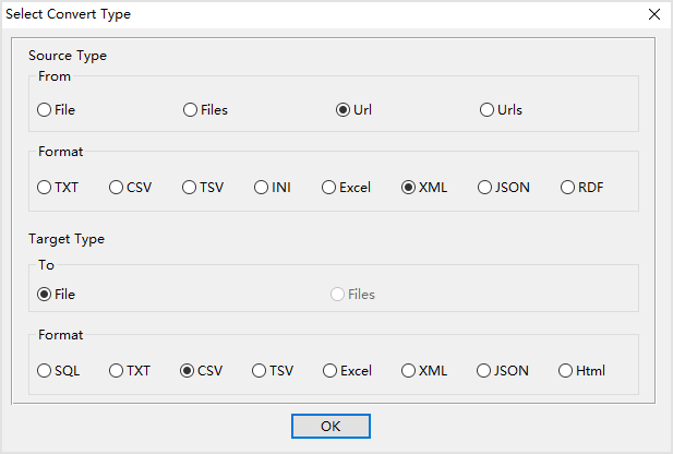 convert online RSS feeds to Csv file - select type