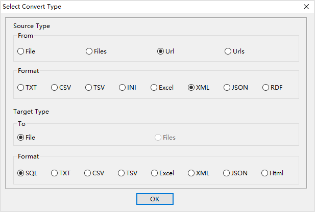 Parse youtube playlist and save to Sql file - select type