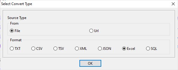 Split big Excel file to multiple Excel files - select file type