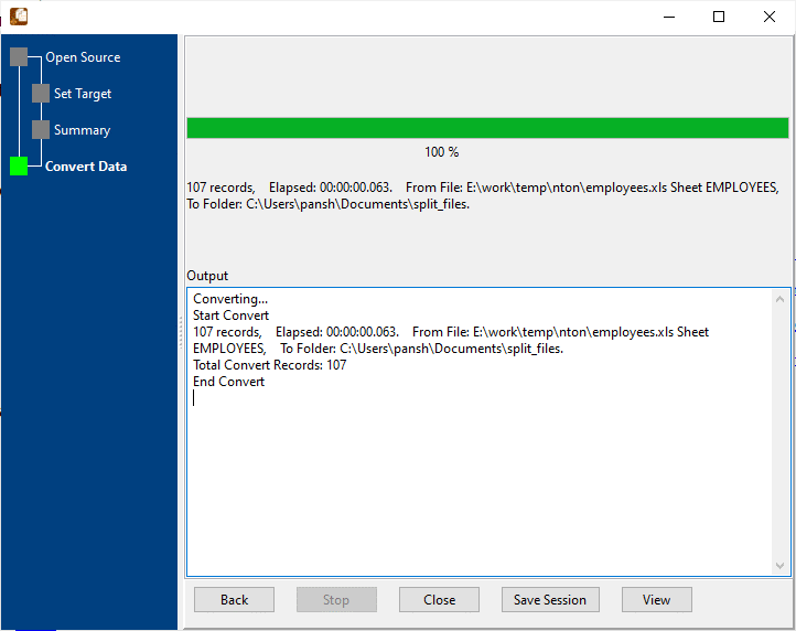 Split big Excel file to multiple Excel files - split