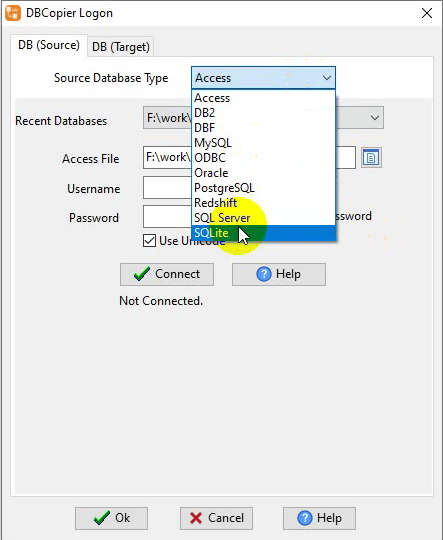 copy data between databases - multiple types of RDBMS