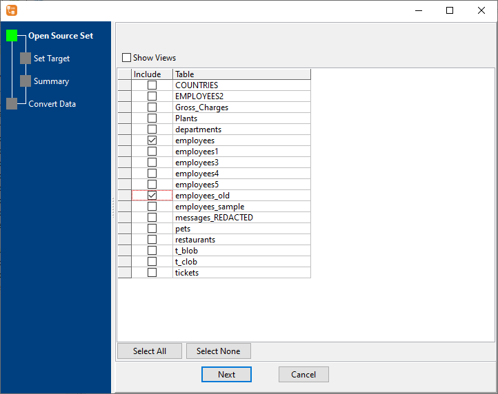 Copy data from similar tables to one table - source tables