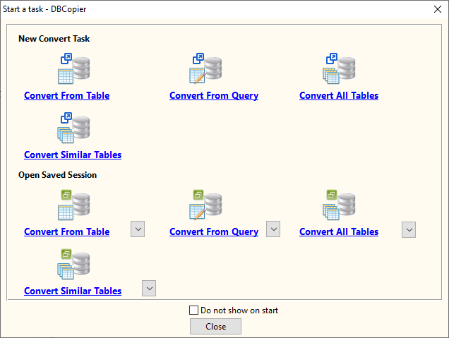 Copy several tables data in one time - task window