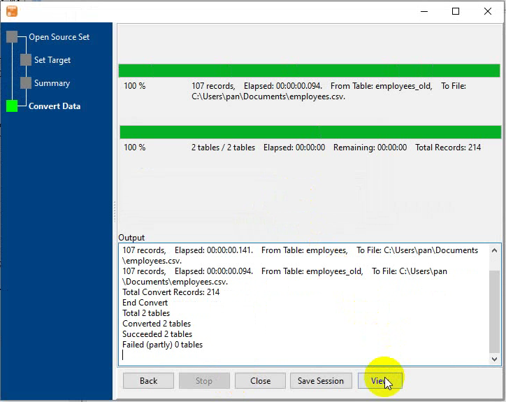 Export data from database multiple Tables To 1 File - export