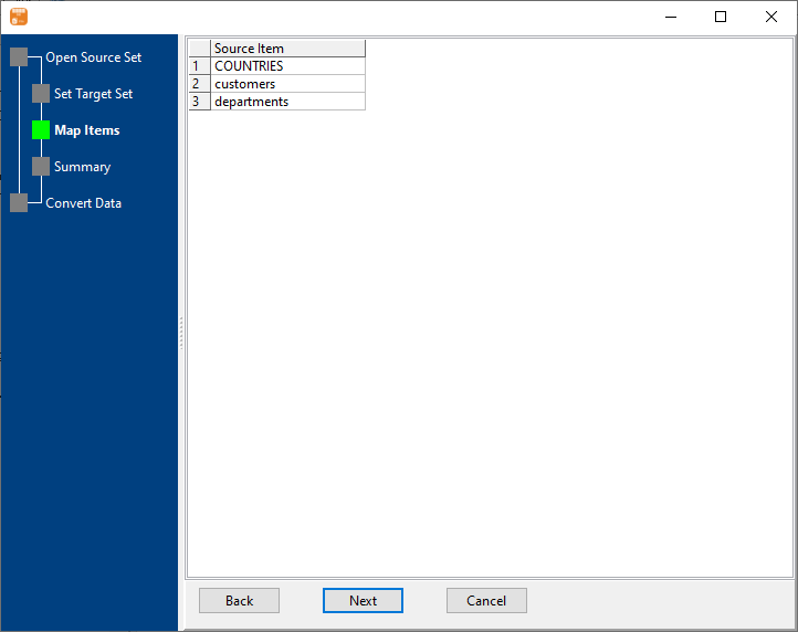 Export data from database Tables To Files - map