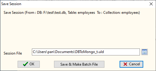 relational databases To MongoDB - save session file