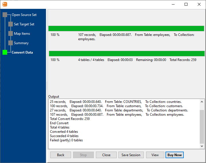 Import data from relational databases Tables To MongoDB Collections - Convert