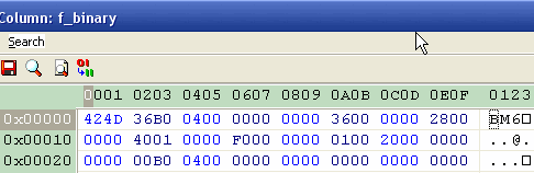 edit DB2 binary and varbinary data