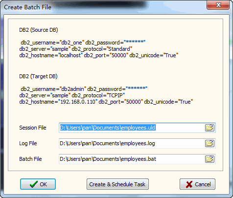 create batch file for copy DB2