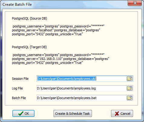 create batch file for copy PostgreSQL