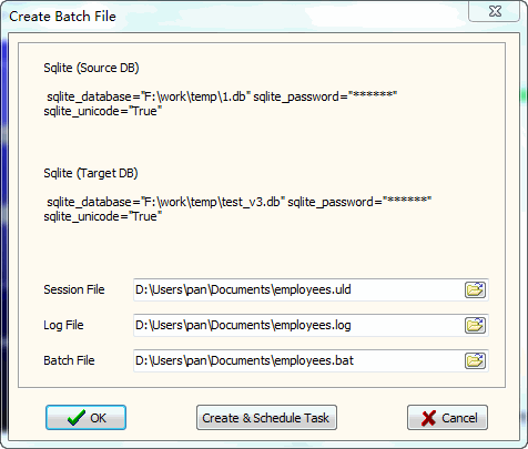 create batch file for copy SQLite