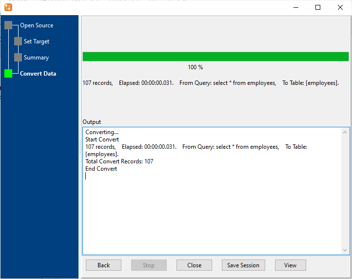 Import data from DBF  (dBase, FoxBase, FoxPro) query results to Oracle  table - import