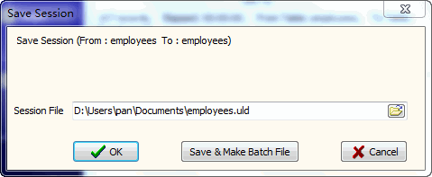 Copy DB2 data - save session file