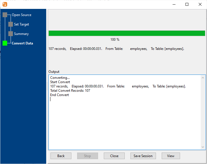 Import data from DB2  table to SQLite  table - import