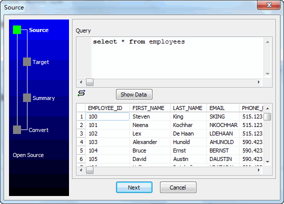 Copy MySQL data from query to table - Run Query see ResultSet