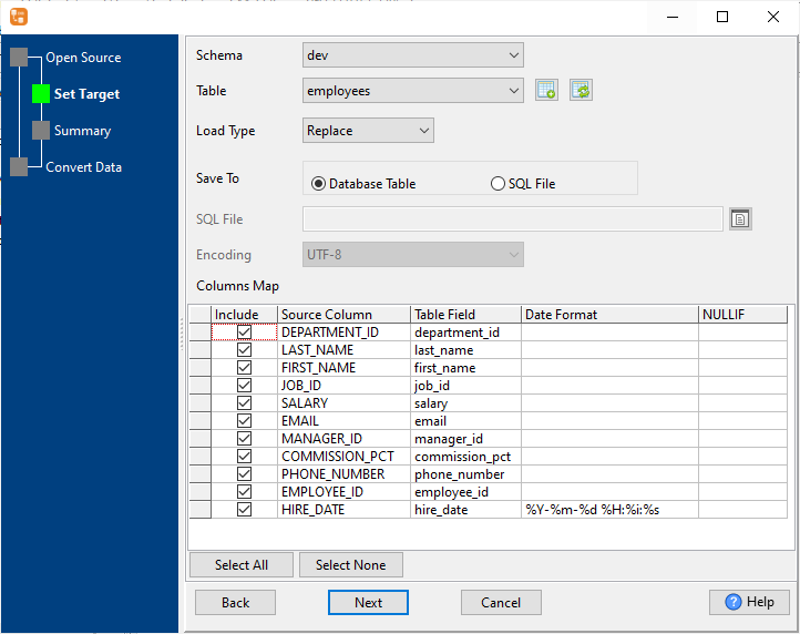 Extract PostgreSQL  table data to DB2  table - select table