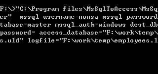 SQL Server convert to Access - Command line